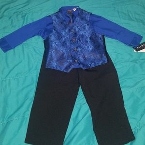 Toddler Boy Royal Blue and Black 4 Piece Pants Set